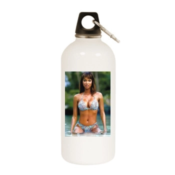 Tyra Banks White Water Bottle With Carabiner