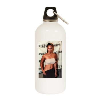 Tyra Banks White Water Bottle With Carabiner