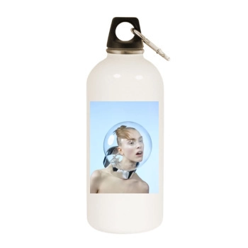 Hedvig Palm White Water Bottle With Carabiner