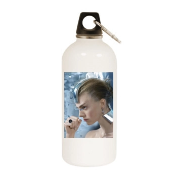 Hedvig Palm White Water Bottle With Carabiner