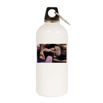 Hedvig Palm White Water Bottle With Carabiner