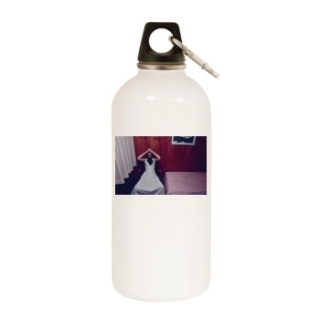 Hedvig Palm White Water Bottle With Carabiner