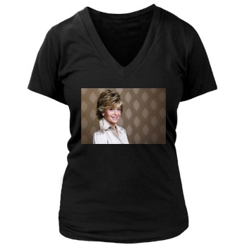 Jane Fonda Women's Deep V-Neck TShirt