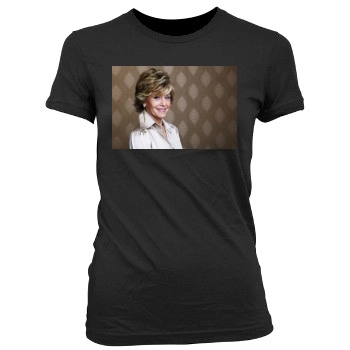 Jane Fonda Women's Junior Cut Crewneck T-Shirt