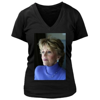 Jane Fonda Women's Deep V-Neck TShirt