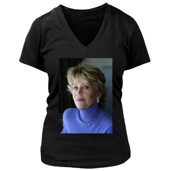 Jane Fonda Women's Deep V-Neck TShirt