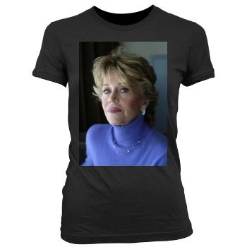 Jane Fonda Women's Junior Cut Crewneck T-Shirt