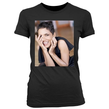 Halle Berry Women's Junior Cut Crewneck T-Shirt