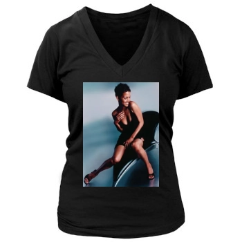 Halle Berry Women's Deep V-Neck TShirt