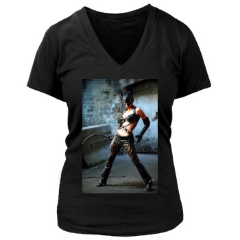 Halle Berry Women's Deep V-Neck TShirt