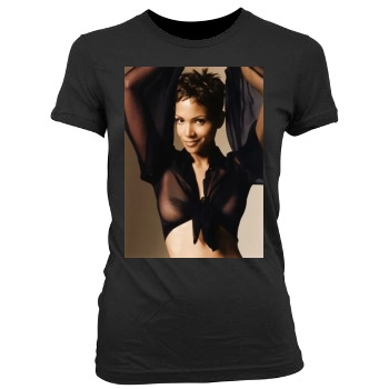 Halle Berry Women's Junior Cut Crewneck T-Shirt