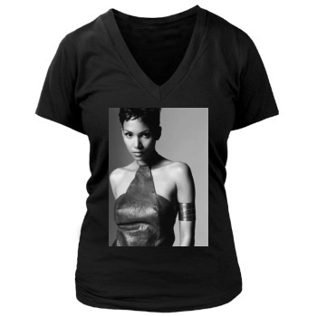 Halle Berry Women's Deep V-Neck TShirt