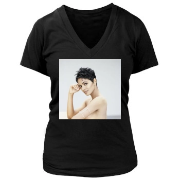 Halle Berry Women's Deep V-Neck TShirt