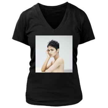 Halle Berry Women's Deep V-Neck TShirt