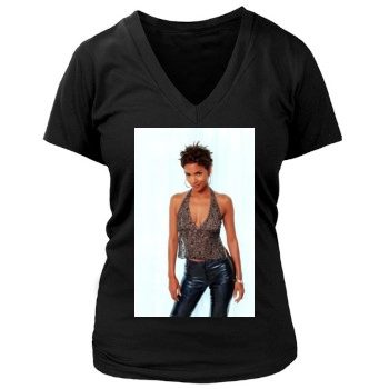 Halle Berry Women's Deep V-Neck TShirt