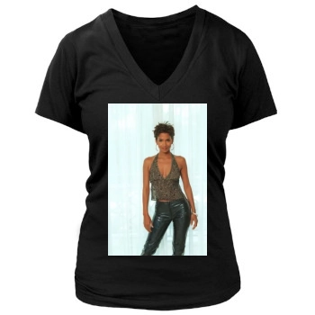 Halle Berry Women's Deep V-Neck TShirt