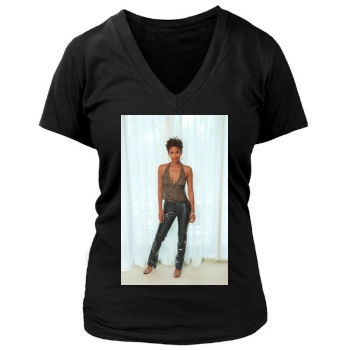 Halle Berry Women's Deep V-Neck TShirt