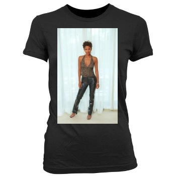 Halle Berry Women's Junior Cut Crewneck T-Shirt