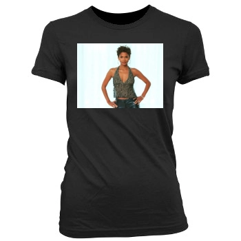 Halle Berry Women's Junior Cut Crewneck T-Shirt