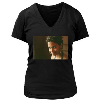 Halle Berry Women's Deep V-Neck TShirt