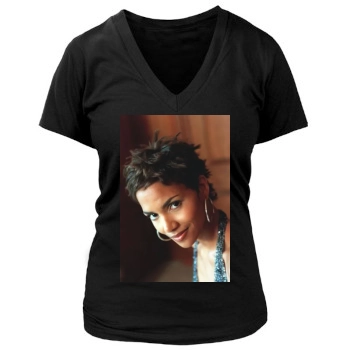 Halle Berry Women's Deep V-Neck TShirt