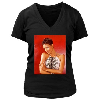 Halle Berry Women's Deep V-Neck TShirt