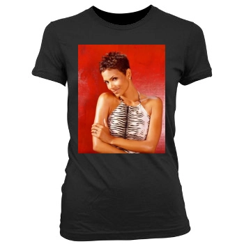 Halle Berry Women's Junior Cut Crewneck T-Shirt