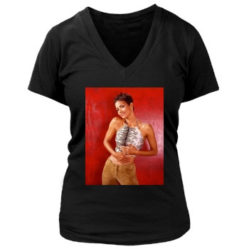 Halle Berry Women's Deep V-Neck TShirt