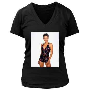 Halle Berry Women's Deep V-Neck TShirt