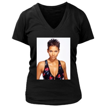 Halle Berry Women's Deep V-Neck TShirt