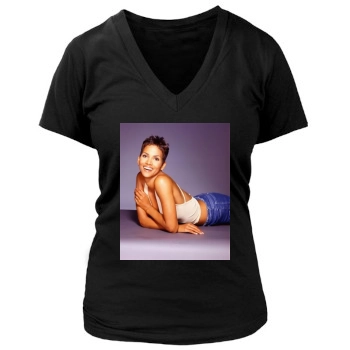 Halle Berry Women's Deep V-Neck TShirt