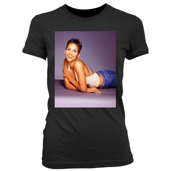 Halle Berry Women's Junior Cut Crewneck T-Shirt