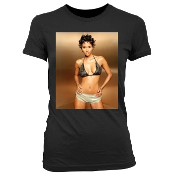 Halle Berry Women's Junior Cut Crewneck T-Shirt