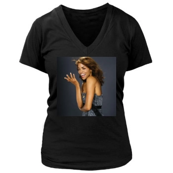 Halle Berry Women's Deep V-Neck TShirt