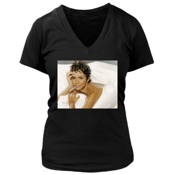 Halle Berry Women's Deep V-Neck TShirt