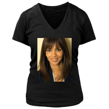 Halle Berry Women's Deep V-Neck TShirt