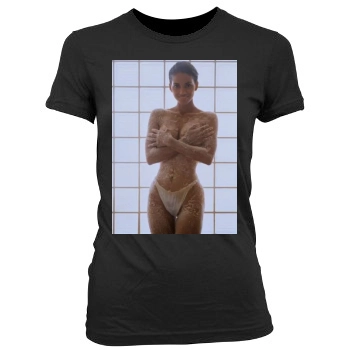 Halle Berry Women's Junior Cut Crewneck T-Shirt