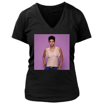 Halle Berry Women's Deep V-Neck TShirt