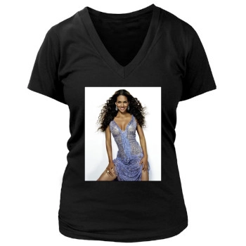 Halle Berry Women's Deep V-Neck TShirt