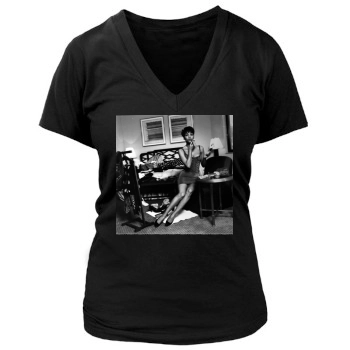 Halle Berry Women's Deep V-Neck TShirt