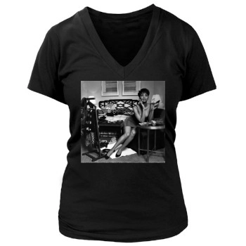 Halle Berry Women's Deep V-Neck TShirt