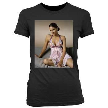 Halle Berry Women's Junior Cut Crewneck T-Shirt