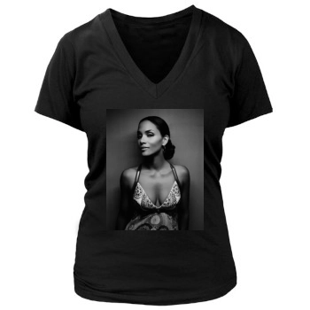 Halle Berry Women's Deep V-Neck TShirt