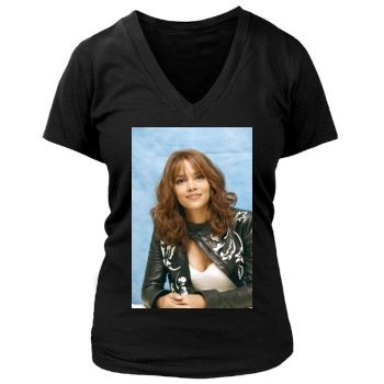 Halle Berry Women's Deep V-Neck TShirt