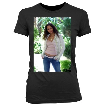 Halle Berry Women's Junior Cut Crewneck T-Shirt