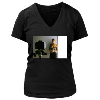 Helena Christensen Women's Deep V-Neck TShirt