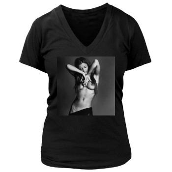 Helena Christensen Women's Deep V-Neck TShirt