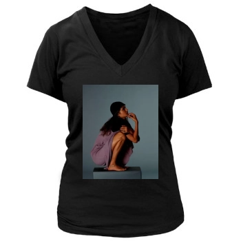 Helena Christensen Women's Deep V-Neck TShirt