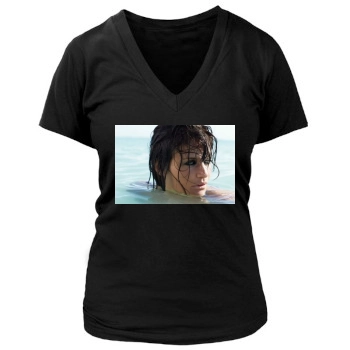 Helena Christensen Women's Deep V-Neck TShirt