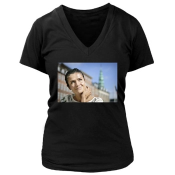 Helena Christensen Women's Deep V-Neck TShirt